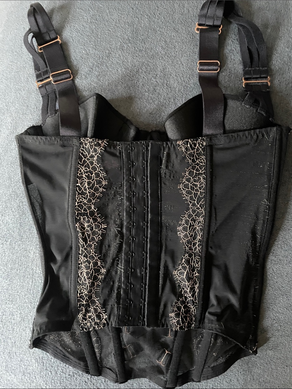 Victoria's Secret Black Corset Top with Cream Lace - Picture 5 of 8